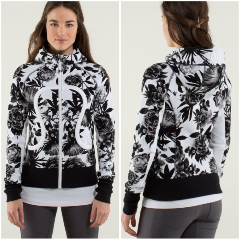 lululemon athletica Black & White Floral Hoodie Jacket